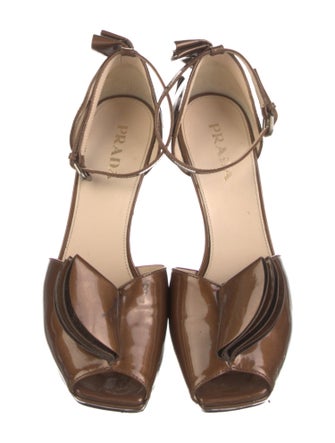 Prada Patent Leather Ruffle Embellishment D'Orsay Pumps