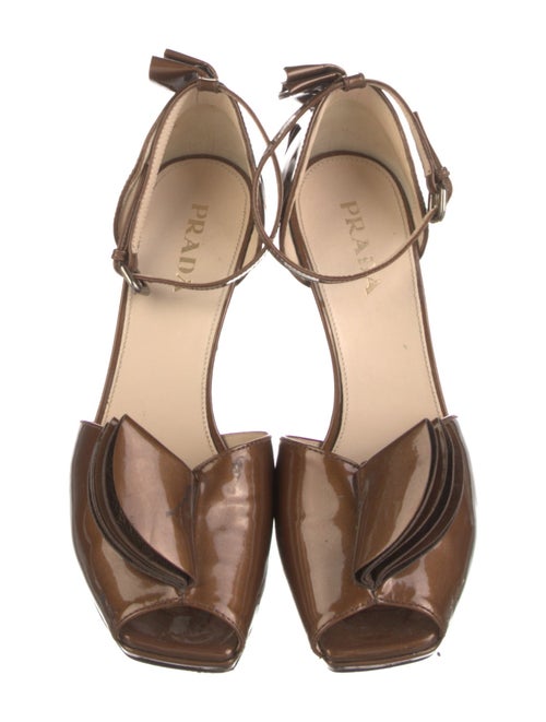 Prada Patent Leather Ruffle Embellishment D'Orsay Pumps