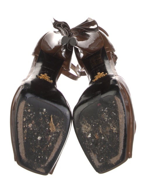 Prada Patent Leather Ruffle Embellishment D'Orsay Pumps