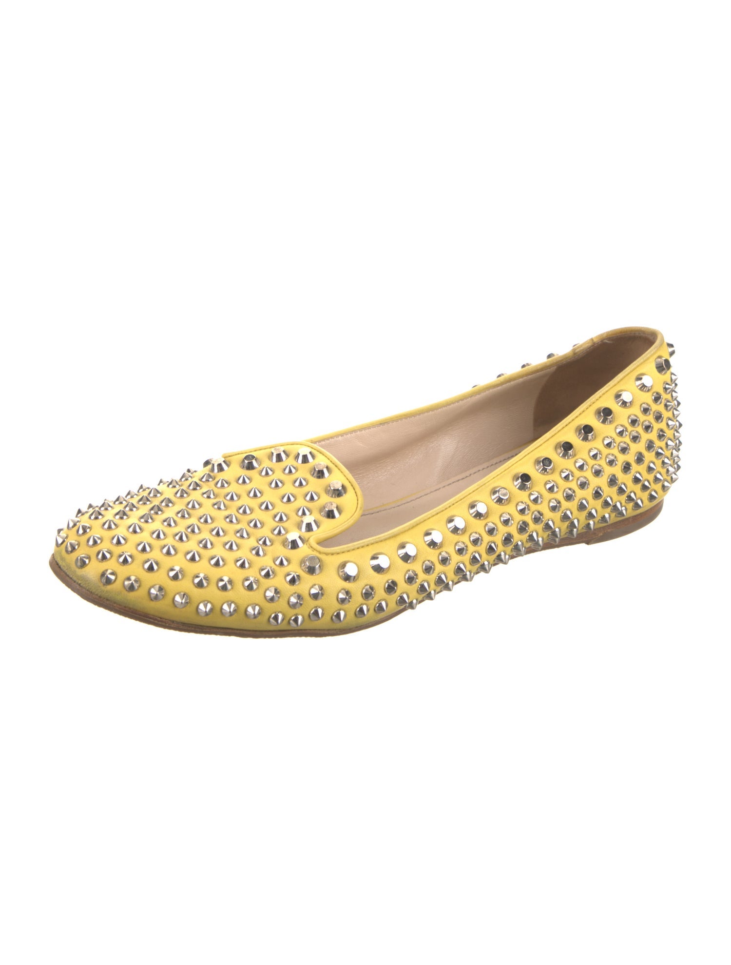 Prada Leather Studded Accents Loafers