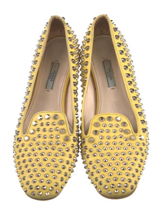 Prada Leather Studded Accents Loafers