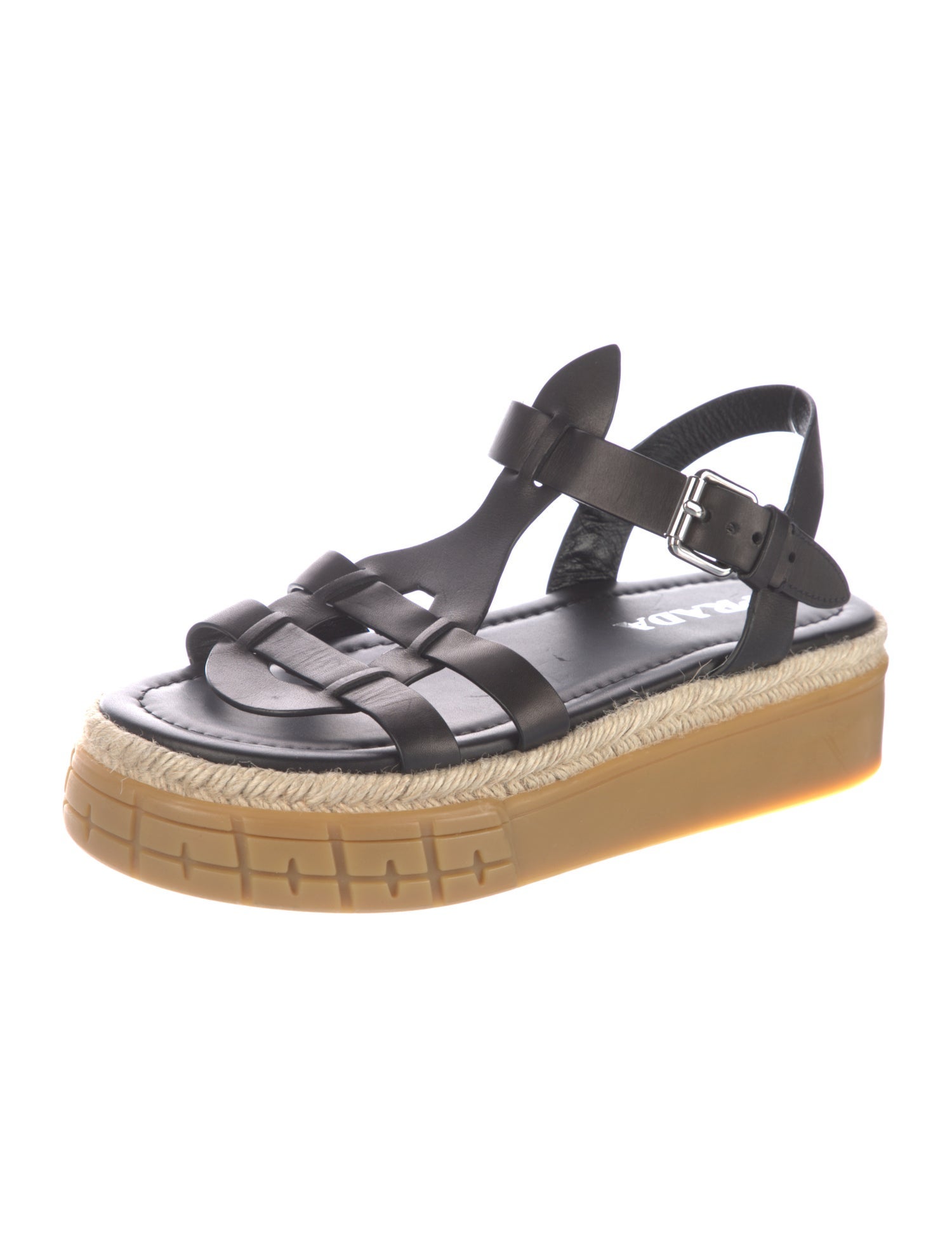 Prada Leather Braided Accents Espadrilles