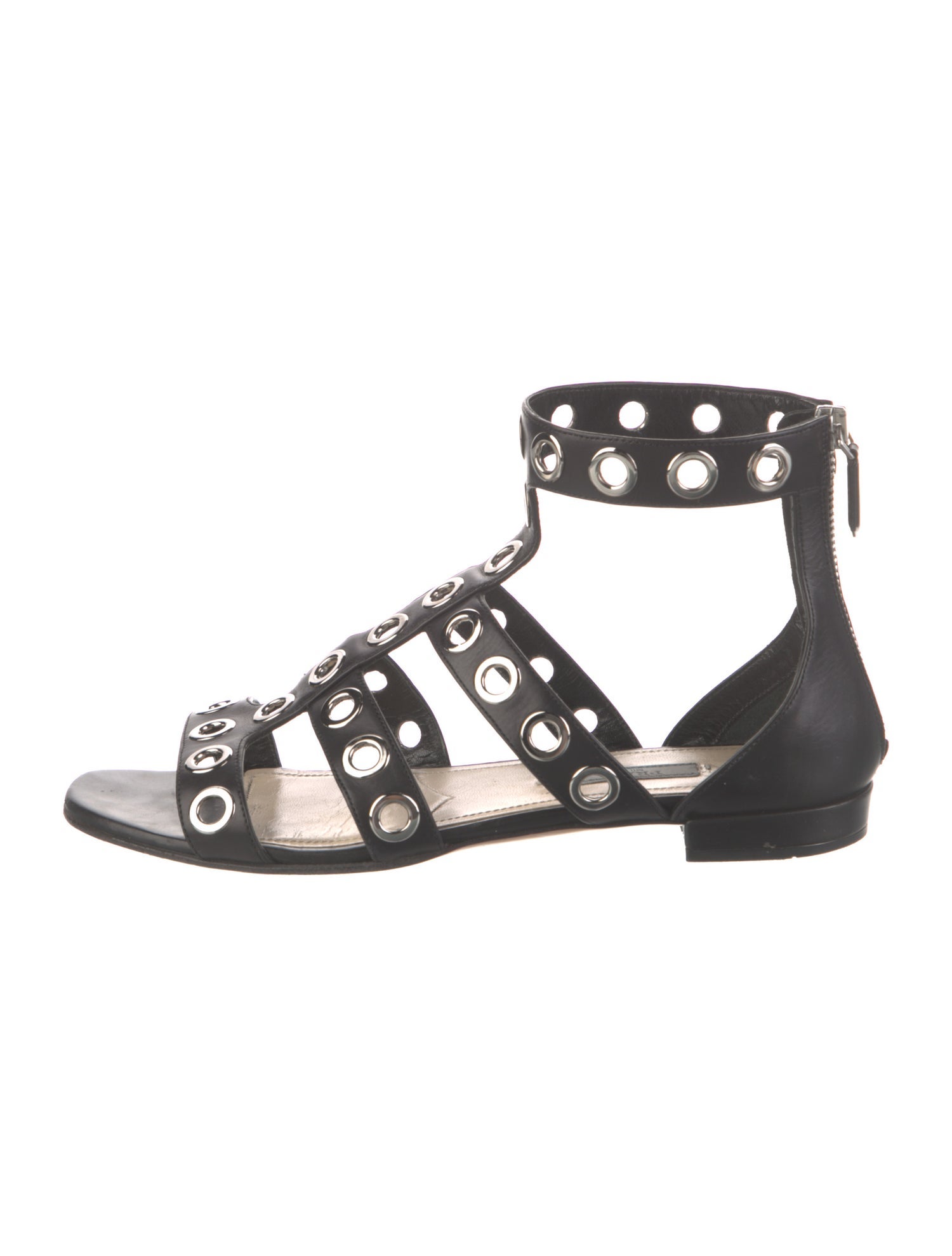 Prada Leather Lasercut Accents Gladiator Sandals