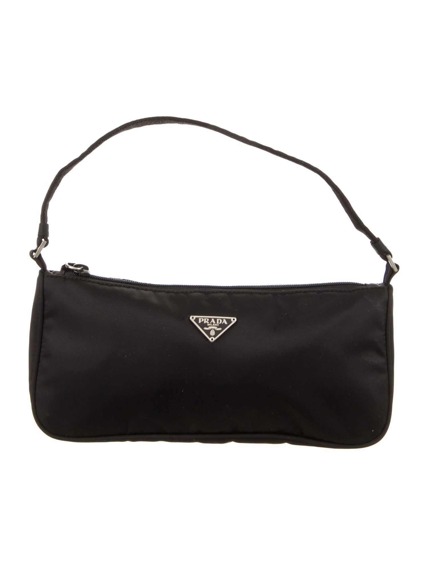 Prada Enameled Metal Triangle Tessuto Sport Pochette