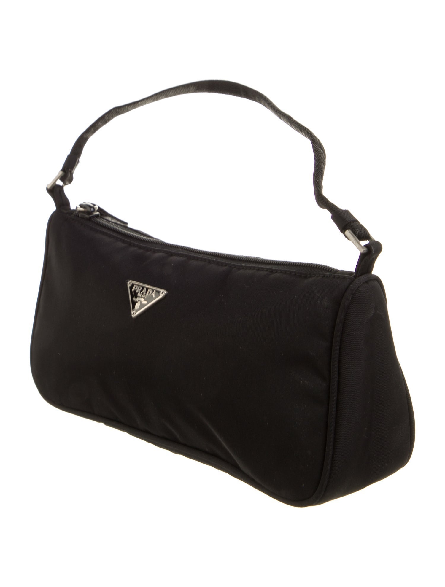 Prada Enameled Metal Triangle Tessuto Sport Pochette