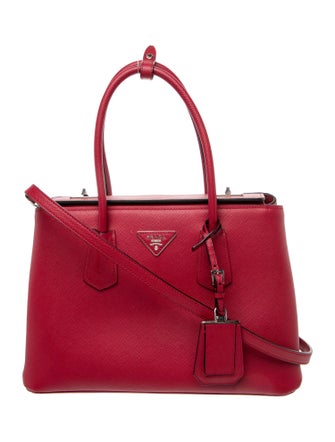 Prada Enameled Metal Triangle Turnlock Twin