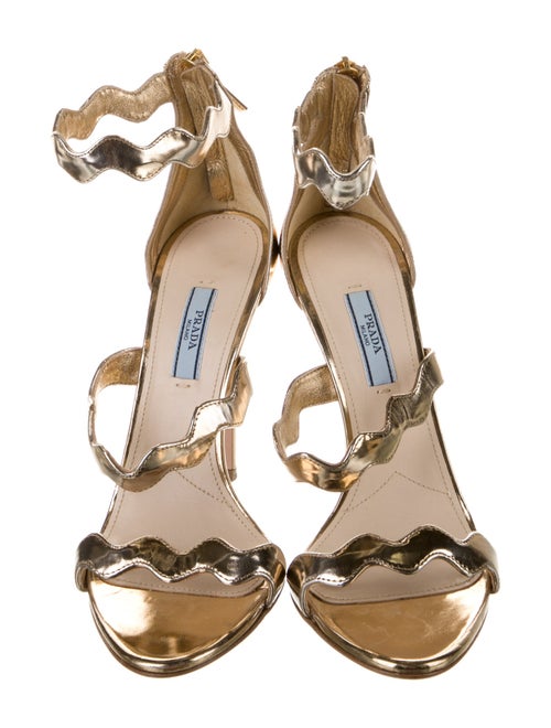 Prada Patent Leather Scalloped Accent Sandals