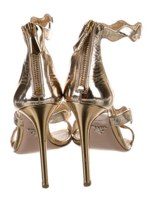 Prada Patent Leather Scalloped Accent Sandals