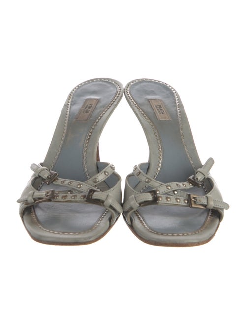 Prada Leather Studded Accents Slides