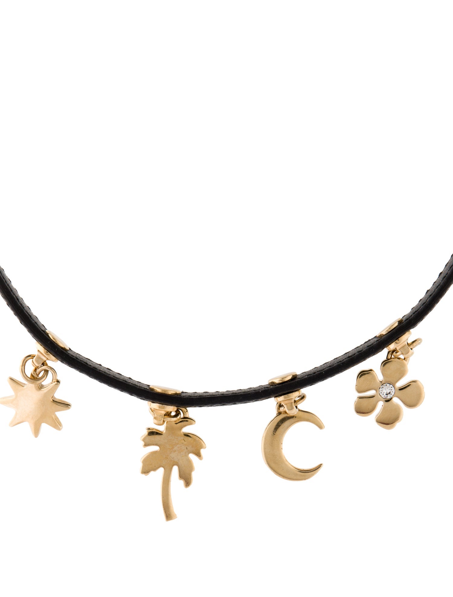 Prada Leather Prada Charm Choker Necklace