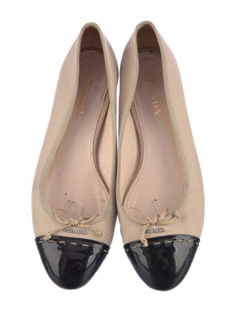 Prada Canvas Colorblock Pattern Ballet Flats