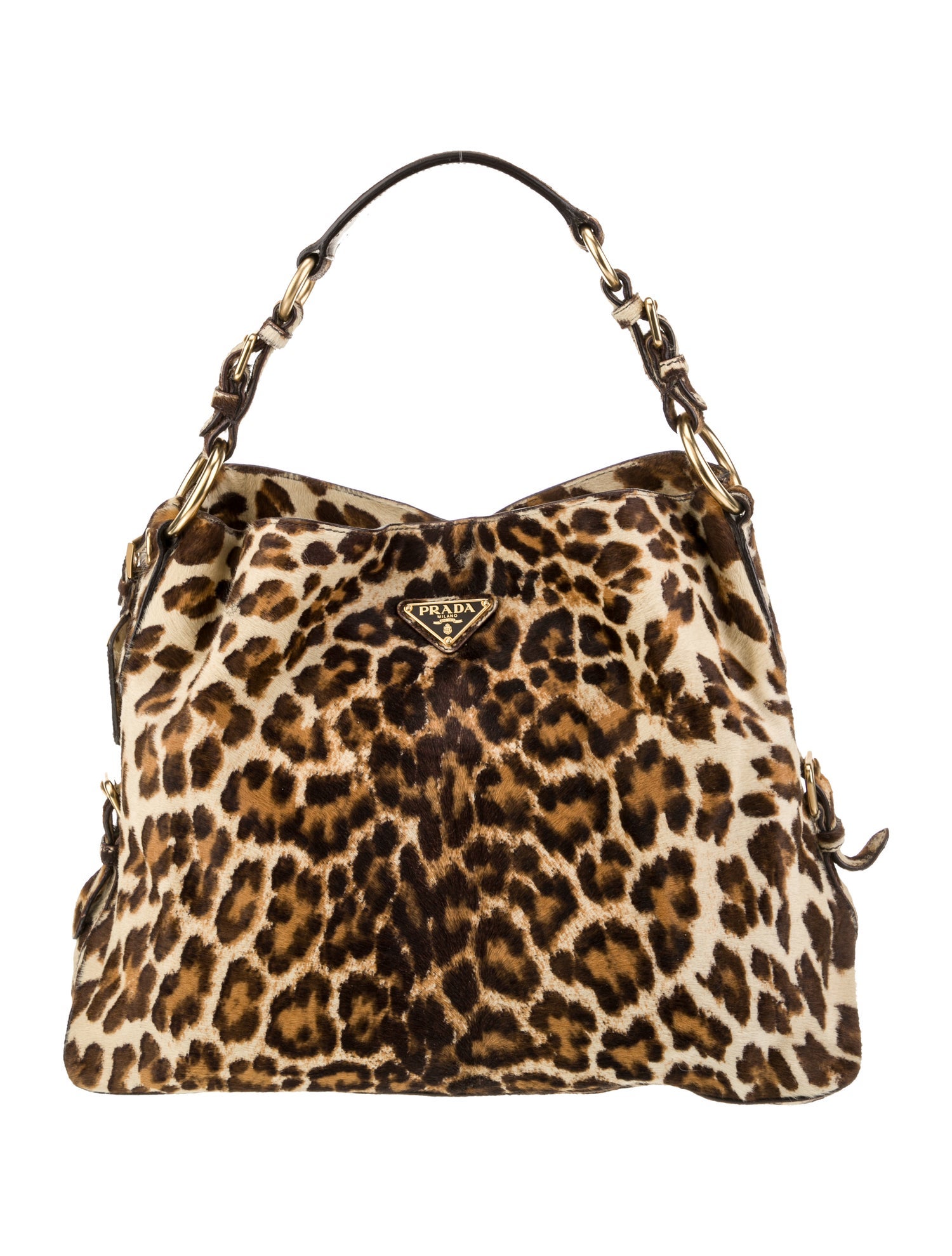 Prada Enameled Metal Triangle Shoulder Bag