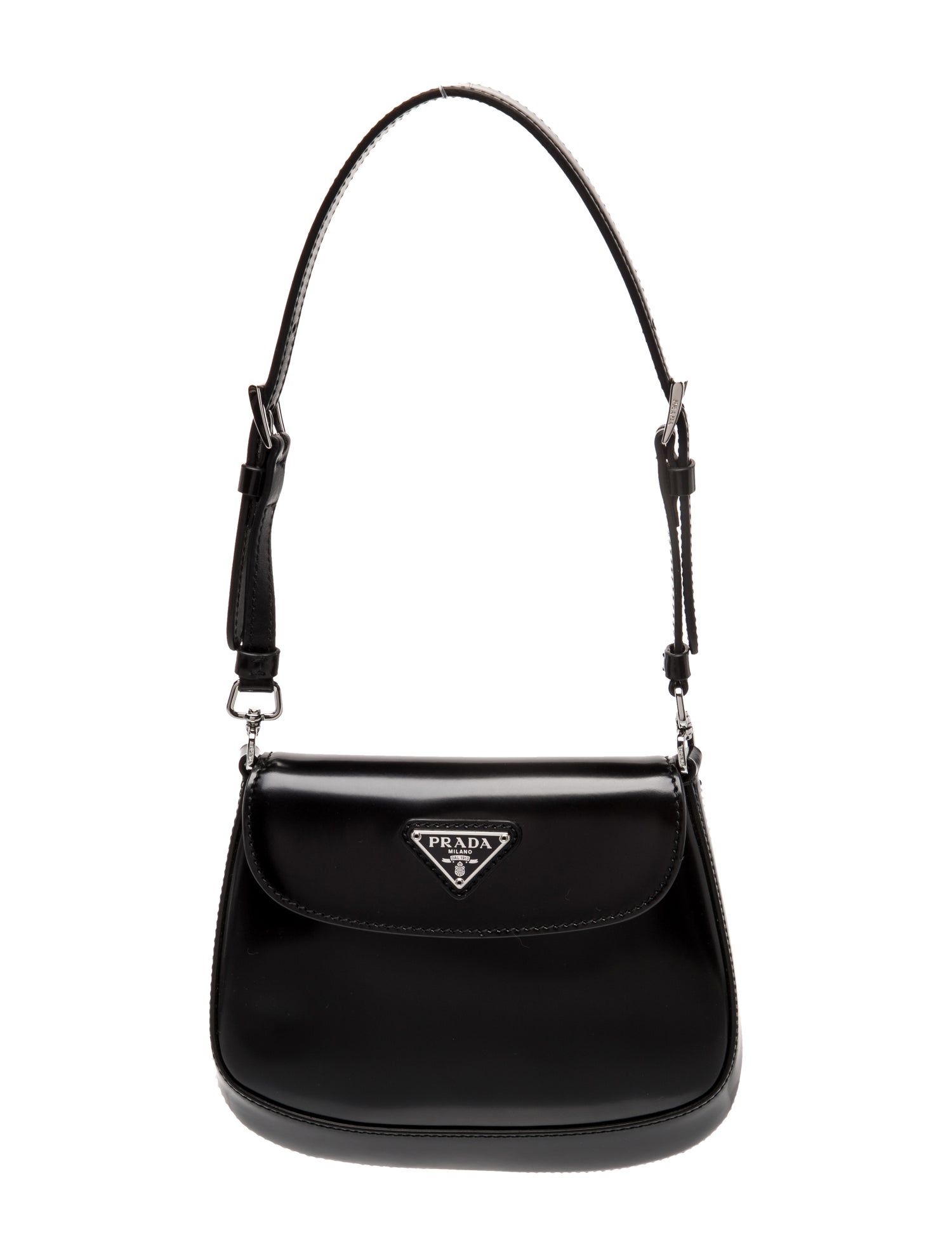 Prada Enameled Metal Triangle Cleo Mini