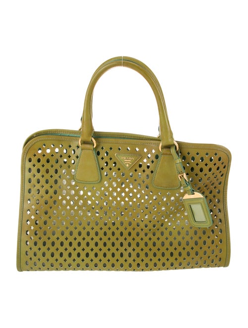 Prada Saffiano Vernice Fori Leather Top Handle Bag