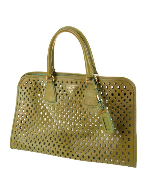 Prada Saffiano Vernice Fori Leather Top Handle Bag