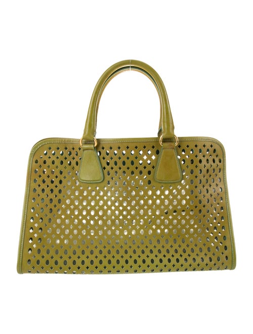 Prada Saffiano Vernice Fori Leather Top Handle Bag