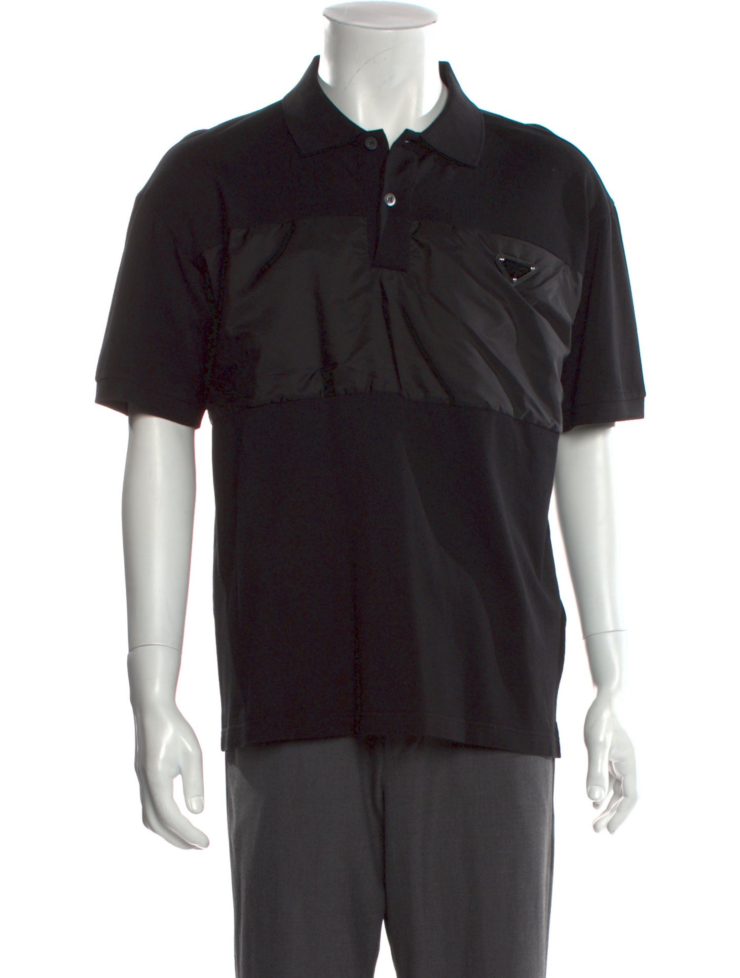 Prada 2022 Enameled Metal Triangle Polo Shirt