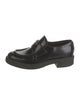 Prada Enameled Metal Triangle Leather Loafers