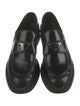 Prada Enameled Metal Triangle Leather Loafers