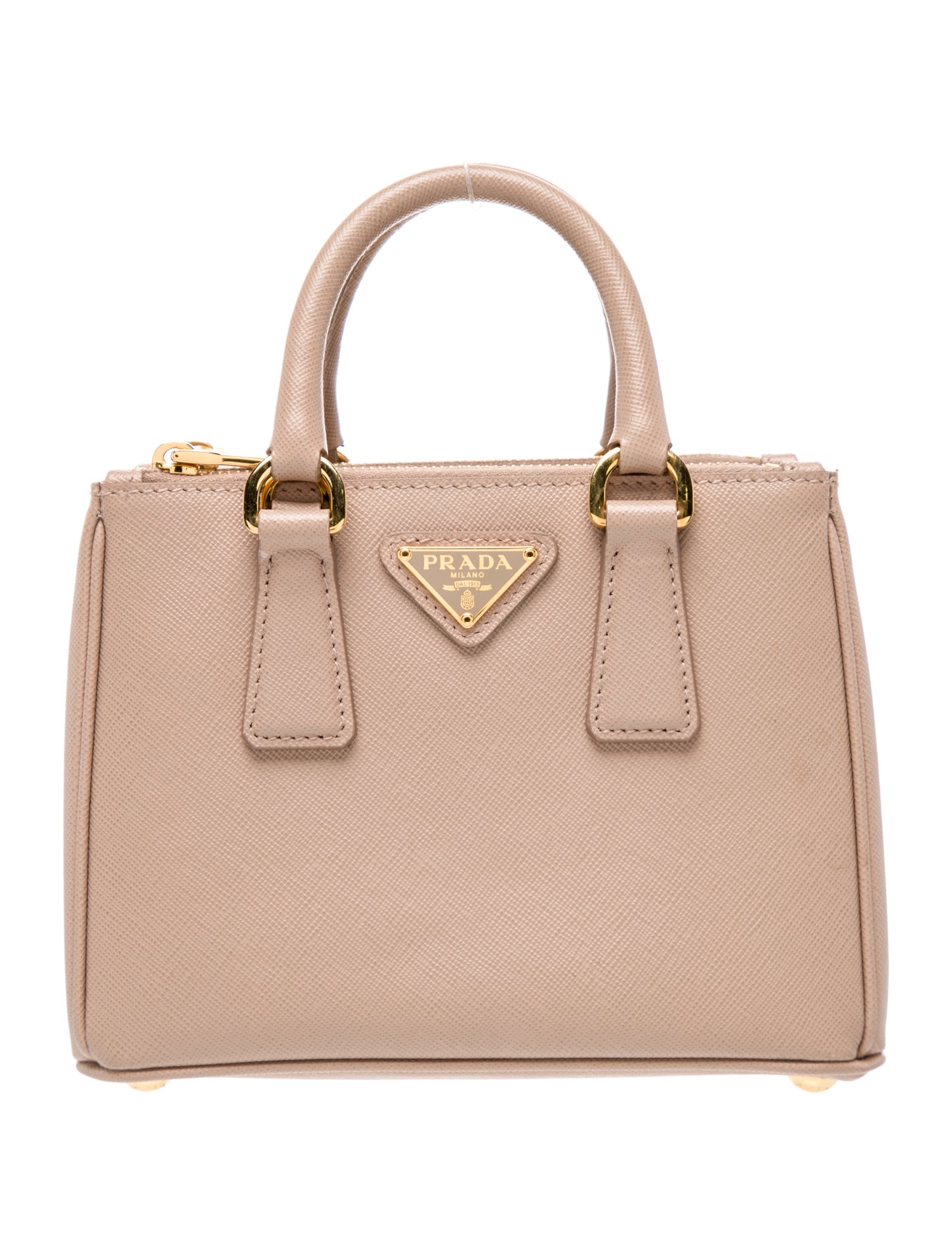 Prada Saffiano Leather Galleria Double Zip Micro
