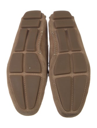Prada Suede Leather Trim Embellishment Loafers
