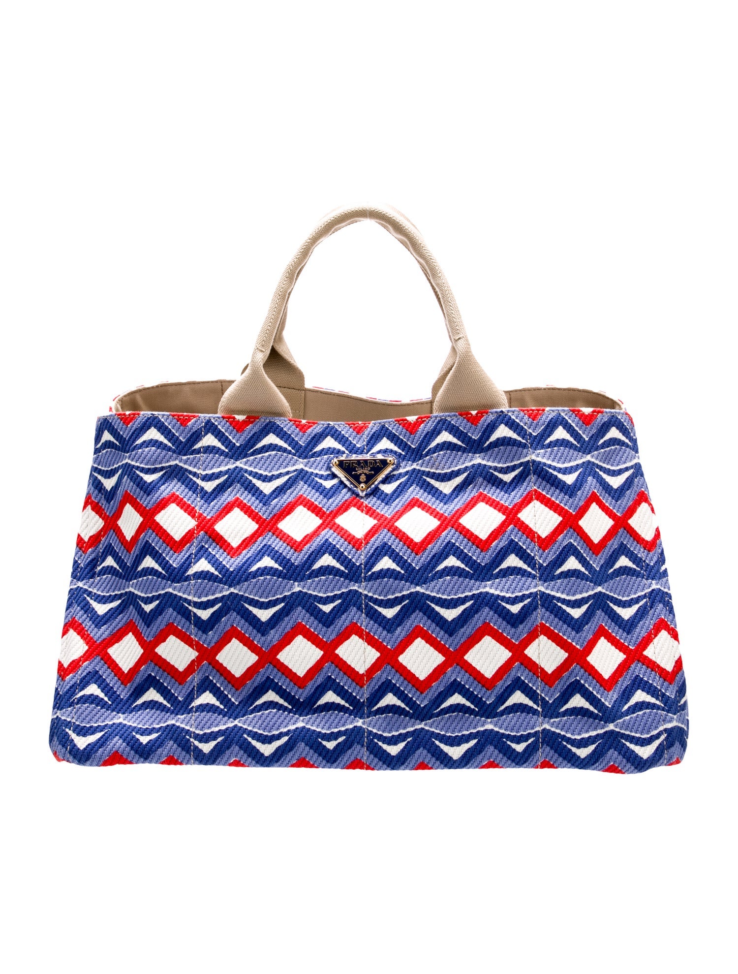 Prada Enameled Metal Triangle Weekender Bag