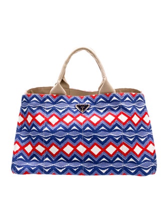 Prada Enameled Metal Triangle Weekender Bag