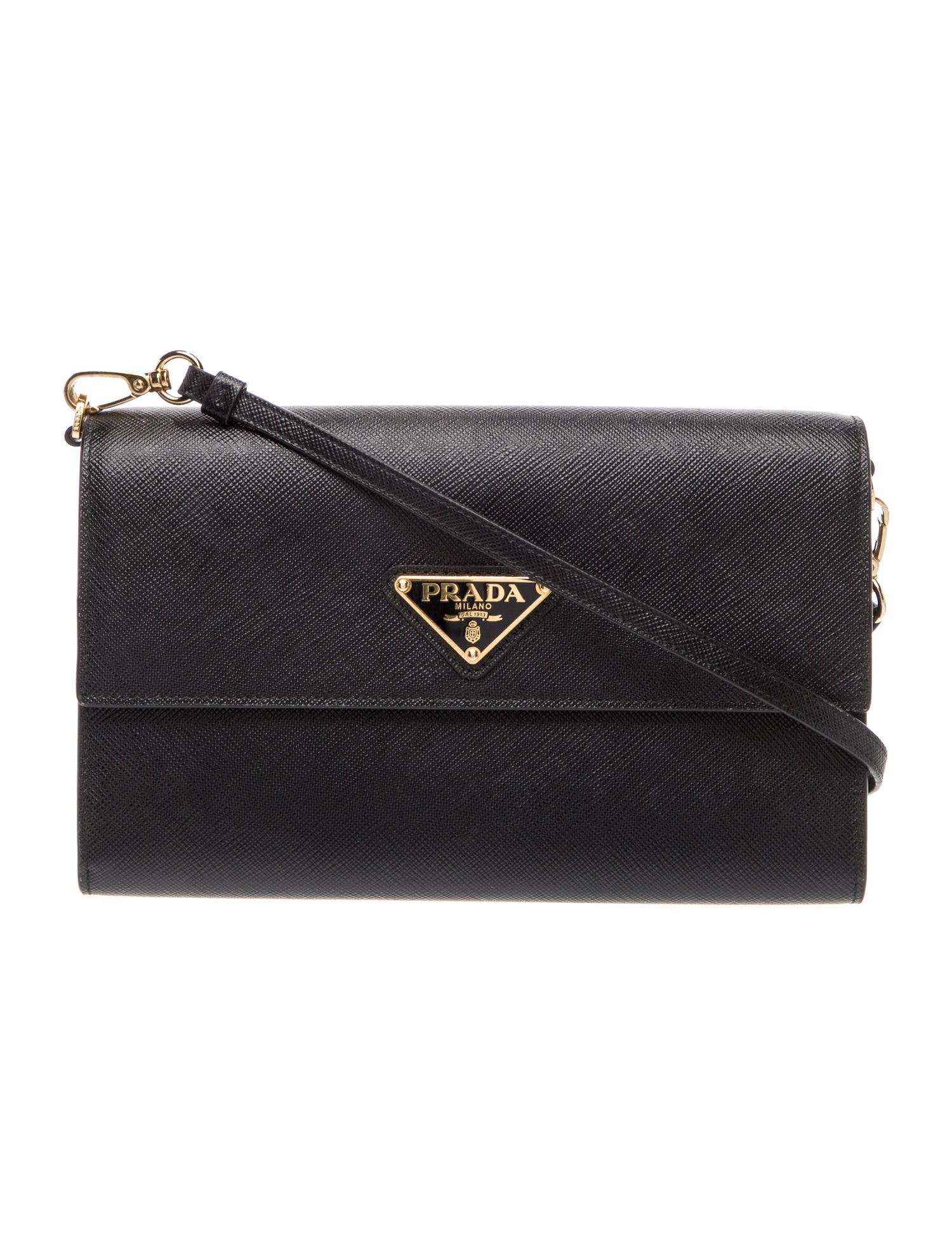 Prada Enameled Metal Triangle Metal