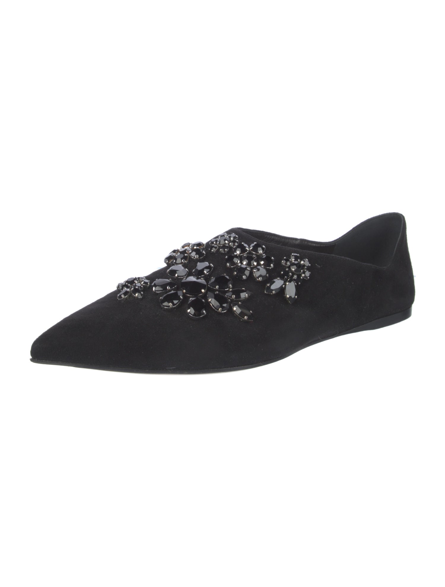 Prada Suede Crystal Embellishments Flats