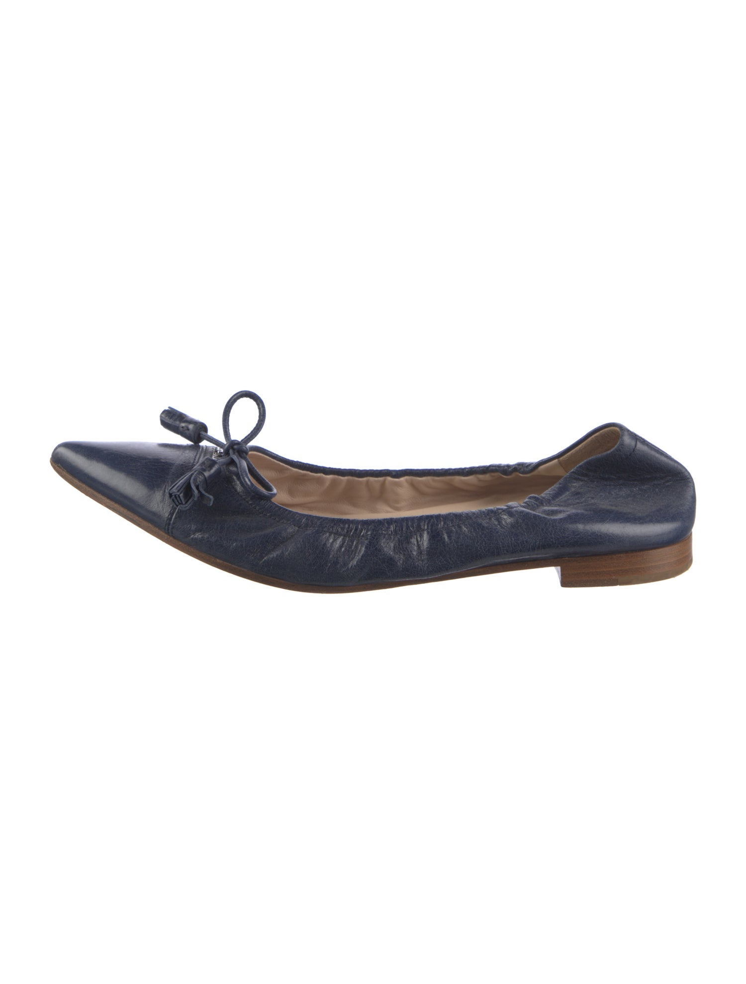 Prada Leather Bow Accents Ballet Flats