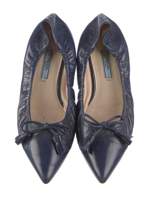 Prada Leather Bow Accents Ballet Flats