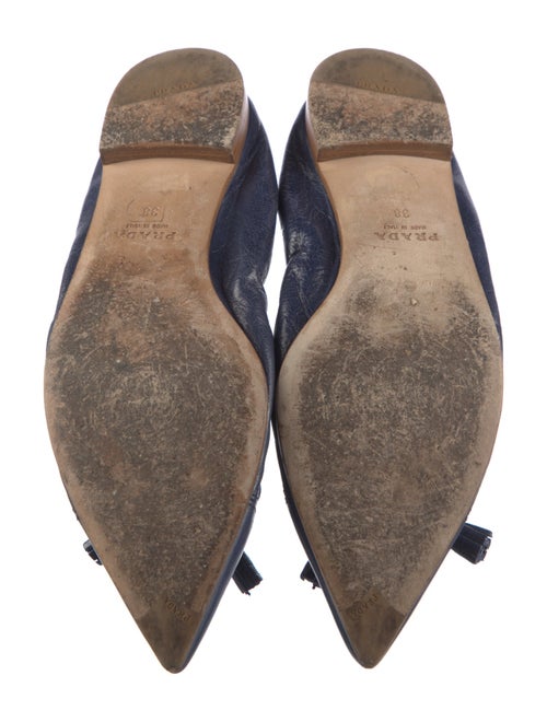 Prada Leather Bow Accents Ballet Flats