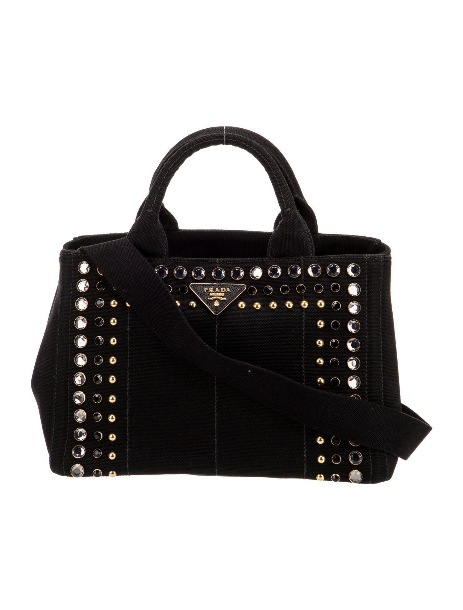 Prada Enameled Metal Triangle Top Handle Bag