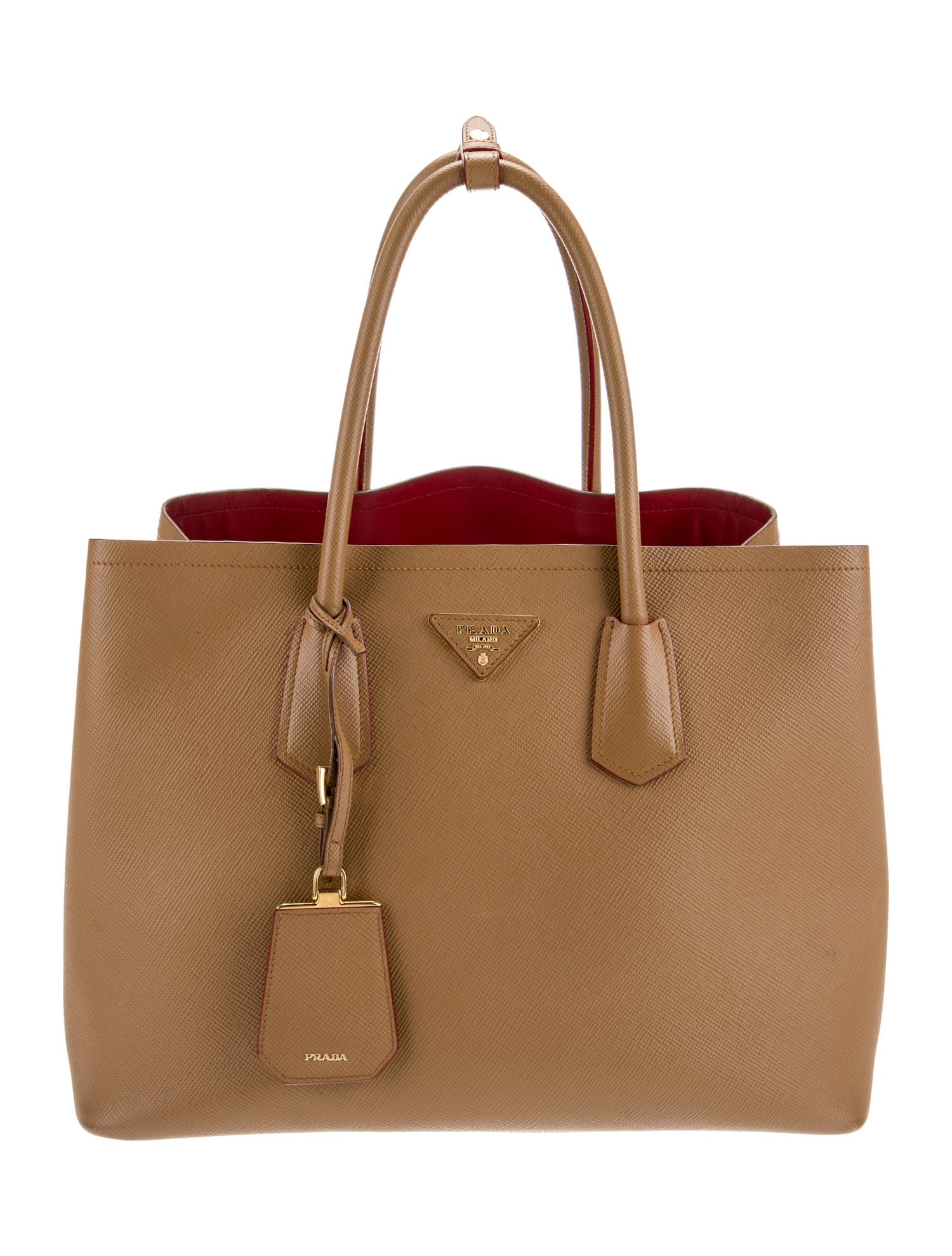 Prada Saffiano Cuir Leather Double Bag Medium