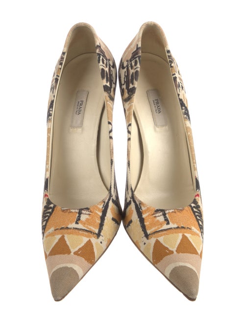Prada Canvas Printed Slingback Pumps