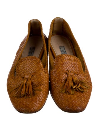 Prada Leather Animal Print Ballet Flats