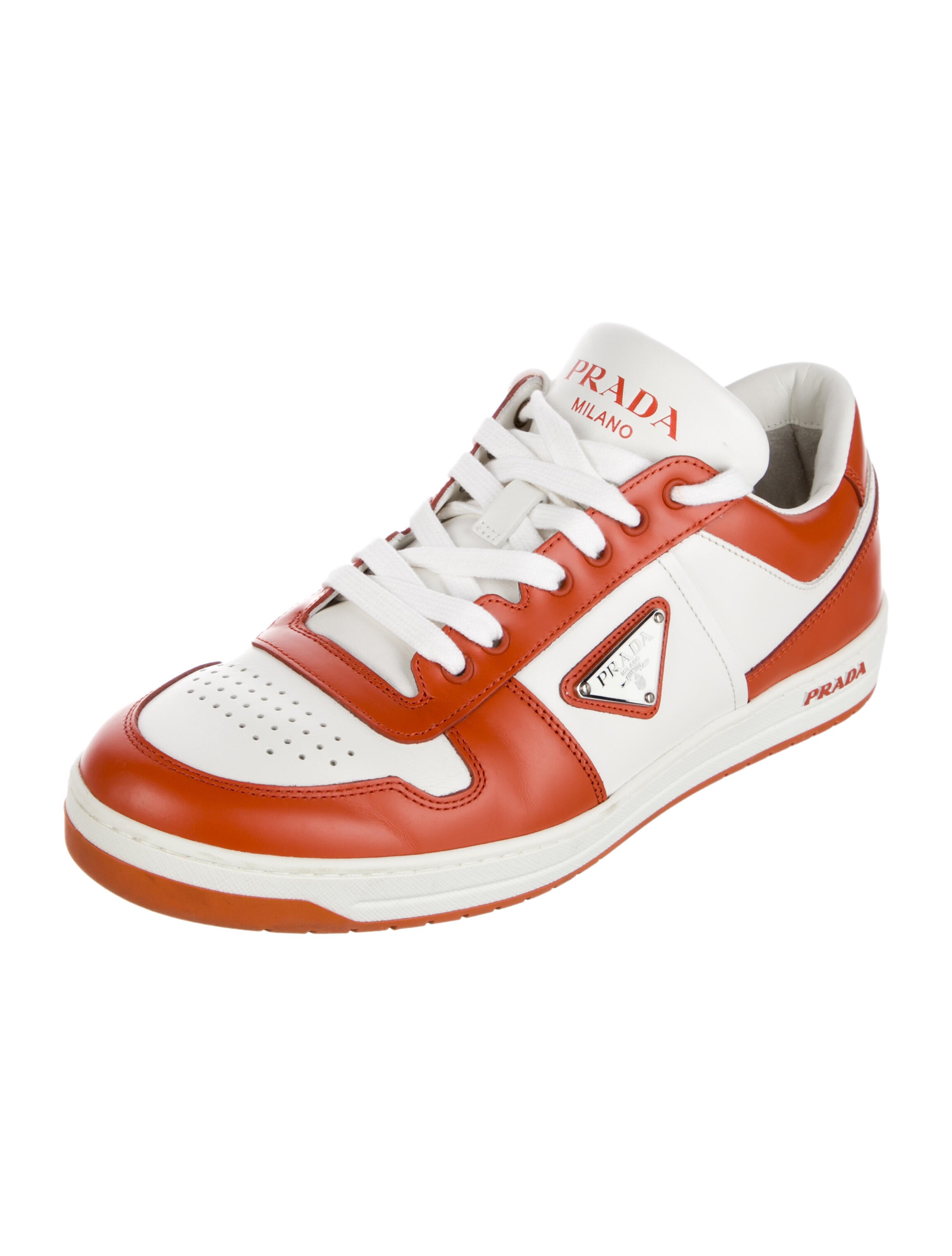 Prada Leather Colorblock Pattern Sneakers