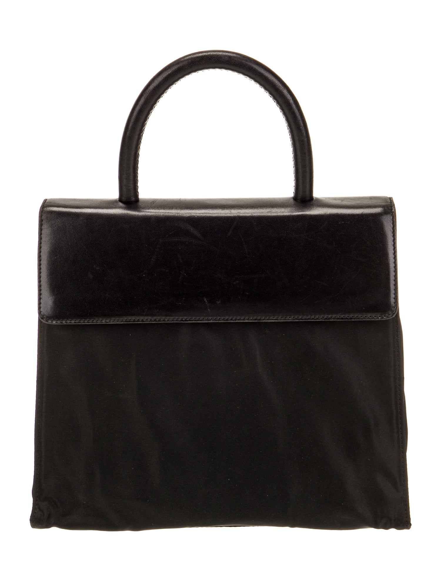 Prada Enameled Metal Triangle Top Handle Bag