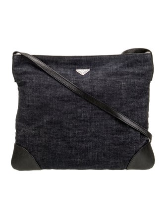 Prada Enameled Metal Triangle Messenger Bag