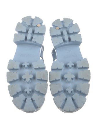 Prada Enameled Metal Triangle Rubber Slingback Sandals