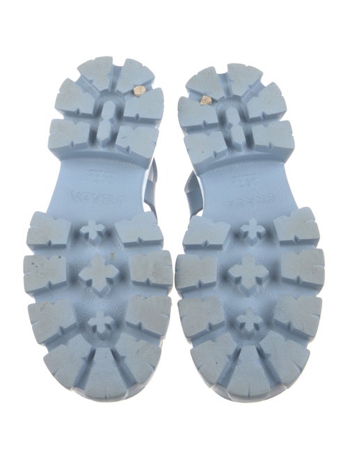 Prada Enameled Metal Triangle Rubber Slingback Sandals