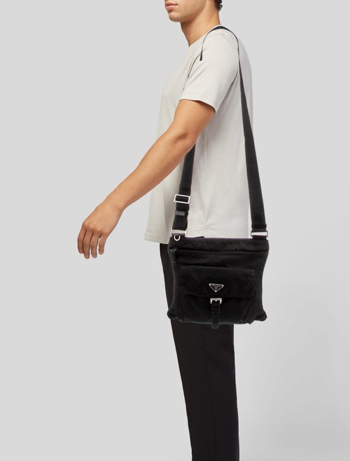 Prada Enameled Metal Triangle Messenger Bag