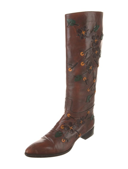 Prada Leather Patterned Riding Boots