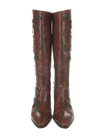 Prada Leather Patterned Riding Boots