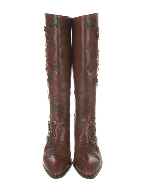 Prada Leather Patterned Riding Boots