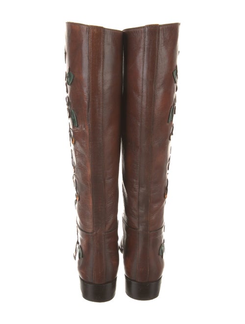 Prada Leather Patterned Riding Boots