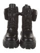 Prada Enameled Metal Triangle Leather Combat Boots