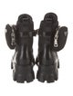Prada Enameled Metal Triangle Leather Combat Boots