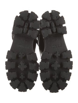 Prada Enameled Metal Triangle Leather Combat Boots