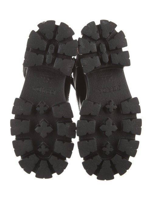 Prada Enameled Metal Triangle Leather Combat Boots